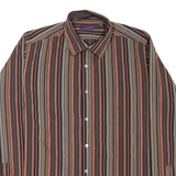 TED BAKER Mens Shirt Brown Striped Long Sleeve M
