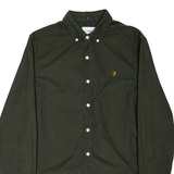 FARAH Slim Fit Mens Corduroy Shirt Green Long Sleeve S