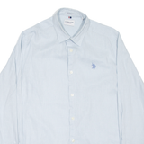 U.S. POLO ASSN Mens Plain Shirt Blue Linen Long Sleeve M