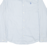 U.S. POLO ASSN Mens Plain Shirt Blue Linen Long Sleeve M
