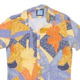 RENZO Mens Shirt Blue Crazy Pattern XS