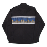 STARS AND STRIPES Mens Plain Shirt Black Long Sleeve M