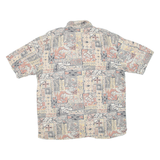 BERSHKA Mens Shirt Yellow Crazy Pattern L
