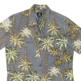 GREENROCK Mens Hawaiian Shirt Grey Floral S