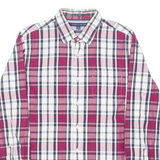 TOMMY HILFIGER Mens Shirt Maroon Check Long Sleeve M