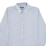 HUGO BOSS Slim Fit Mens Shirt Blue Geometric Long Sleeve L