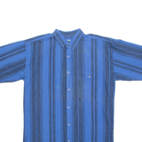 BLAZER Mens Shirt Blue 90s Striped L