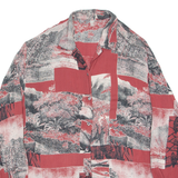 Womens Shirt Maroon 90s Crazy Pattern Long Sleeve L