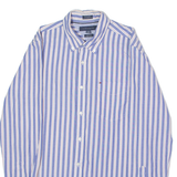 TOMMY HILFIGER Custom Fit Mens Shirt Blue Striped Long Sleeve M