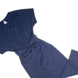 Belted Womens Jumpsuit Blue Wide-Leg S