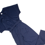 Belted Womens Jumpsuit Blue Wide-Leg S