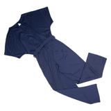 Belted Womens Jumpsuit Blue Wide-Leg S
