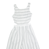 Cut Out Waist Womens Playsuit Grey Striped Wide-Leg XS