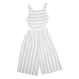 Cut Out Waist Womens Playsuit Grey Striped Wide-Leg XS