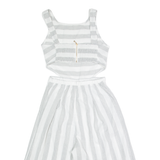 Cut Out Waist Womens Playsuit Grey Striped Wide-Leg XS
