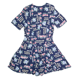 Womens Playsuit Blue Floral Wide-Leg Viscose M