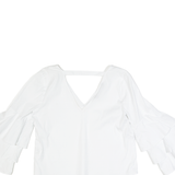 ZARA BASIC Womens Oversized Top White V-Neck Long Sleeve S
