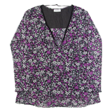 YESSICA Womens Printed Top Pink V-Neck Long Sleeve Floral L