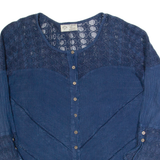 COTONISSIMI Womens Shirt Blue Long Sleeve 90s L