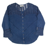 COTONISSIMI Womens Shirt Blue Long Sleeve 90s L