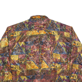 Womens Printed Shirt Brown Collared Long Sleeve 90s Crazy Pattern L