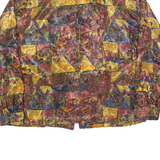 Womens Printed Shirt Brown Collared Long Sleeve 90s Crazy Pattern L