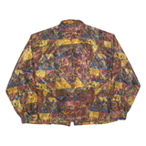 Womens Printed Shirt Brown Collared Long Sleeve 90s Crazy Pattern L