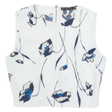 ZARA BASIC Womens Cropped Top White Sleeveless Floral S
