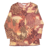 PROMOD Womens Printed Top Brown Long Sleeve Crazy Pattern S