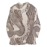 Womens Printed Top Beige V-Neck Long Sleeve Crazy Pattern M