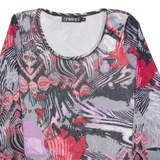 MAKE UP Womens Printed Top Grey Long Sleeve Crazy Pattern S