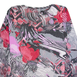 MAKE UP Womens Printed Top Grey Long Sleeve Crazy Pattern S