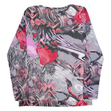 MAKE UP Womens Printed Top Grey Long Sleeve Crazy Pattern S