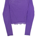 H&M DIVIDED Mesh Womens Top Purple High Neck Long Sleeve XS