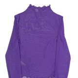 H&M DIVIDED Mesh Womens Top Purple High Neck Long Sleeve XS