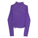 H&M DIVIDED Mesh Womens Top Purple High Neck Long Sleeve XS