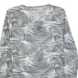 Mesh Womens Printed Top White Long Sleeve Crazy Pattern M