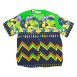 Womens Printed Shirt Blue Crazy Pattern L