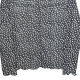 CHICOREE Mesh Womens Printed Top Black Long Sleeve Floral M