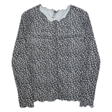 CHICOREE Mesh Womens Printed Top Black Long Sleeve Floral M