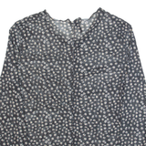 CHICOREE Mesh Womens Printed Top Black Long Sleeve Floral M