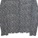 CHICOREE Mesh Womens Printed Top Black Long Sleeve Floral M