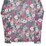 H. LIESEL Mesh Womens Printed Top Green High Neck Long Sleeve Floral S