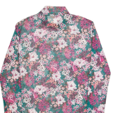 H. LIESEL Mesh Womens Printed Top Green High Neck Long Sleeve Floral S