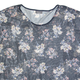 YESSICA Mesh Womens Printed Top Blue Floral L