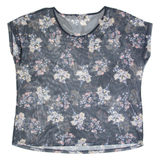 YESSICA Mesh Womens Printed Top Blue Floral L