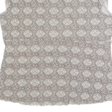CASA BLANCA Mesh Womens Printed Top Grey V-Neck Crazy Pattern 2XL