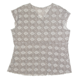CASA BLANCA Mesh Womens Printed Top Grey V-Neck Crazy Pattern 2XL