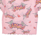 BERSHKA Graffiti Mesh Womens Printed Top Pink M