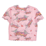 BERSHKA Graffiti Mesh Womens Printed Top Pink M